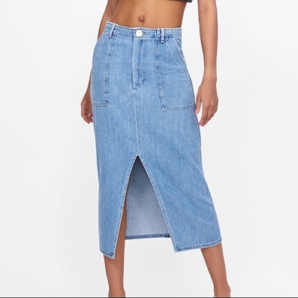 Zara Skirts Zara Midi Denim Skirt Nwt Poshmark